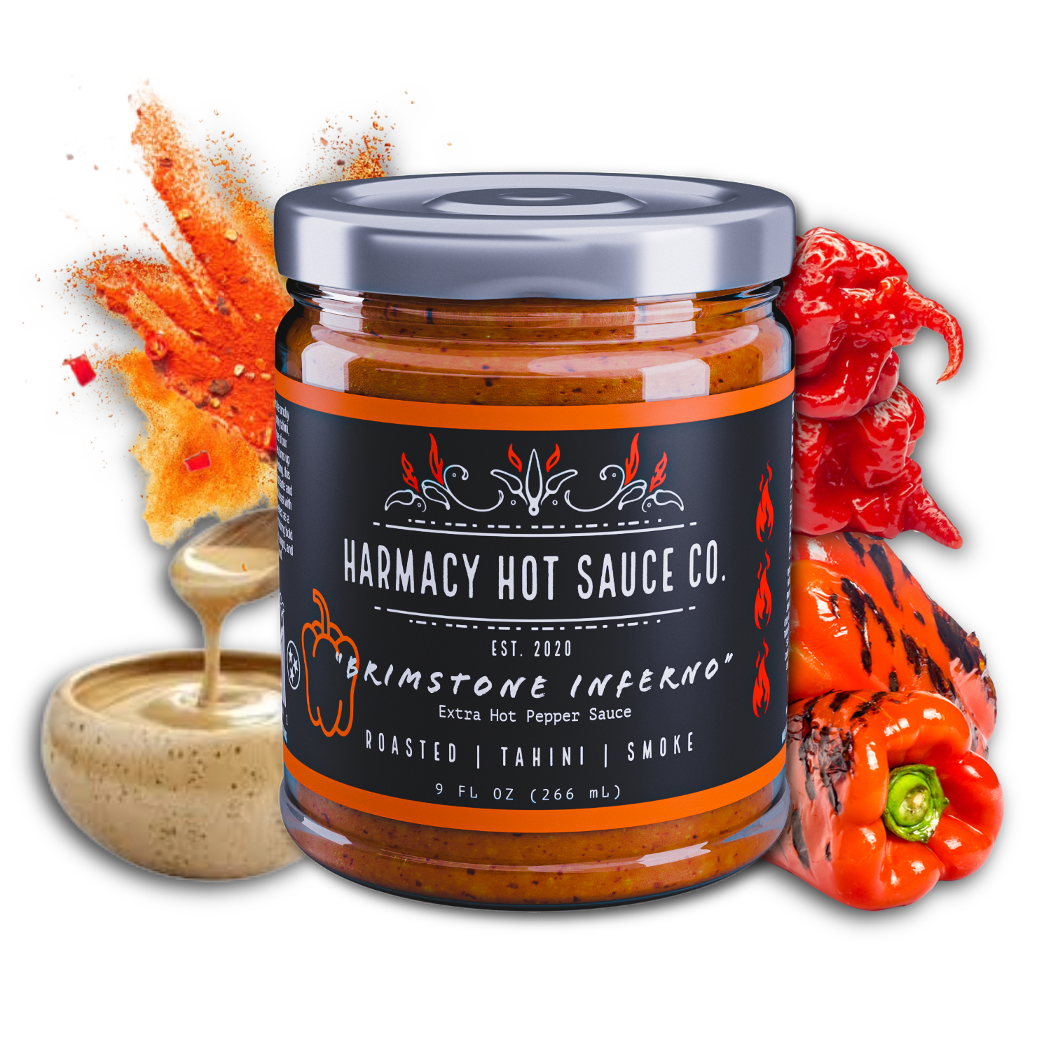 Brimstone Inferno - Extra Hot Roasted Red Pepper & Tahini (9oz
