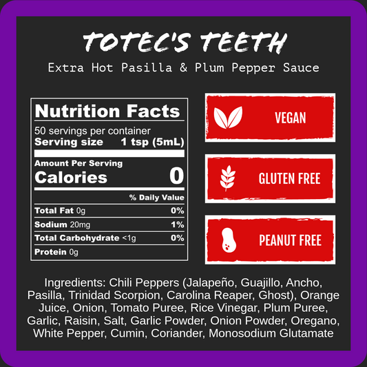 Totec's Teeth - Extra Hot Pasilla & Plum (9oz)