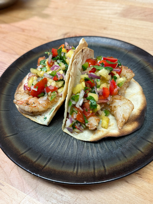 Jerk Shrimp Tacos with Buffalo Soldier