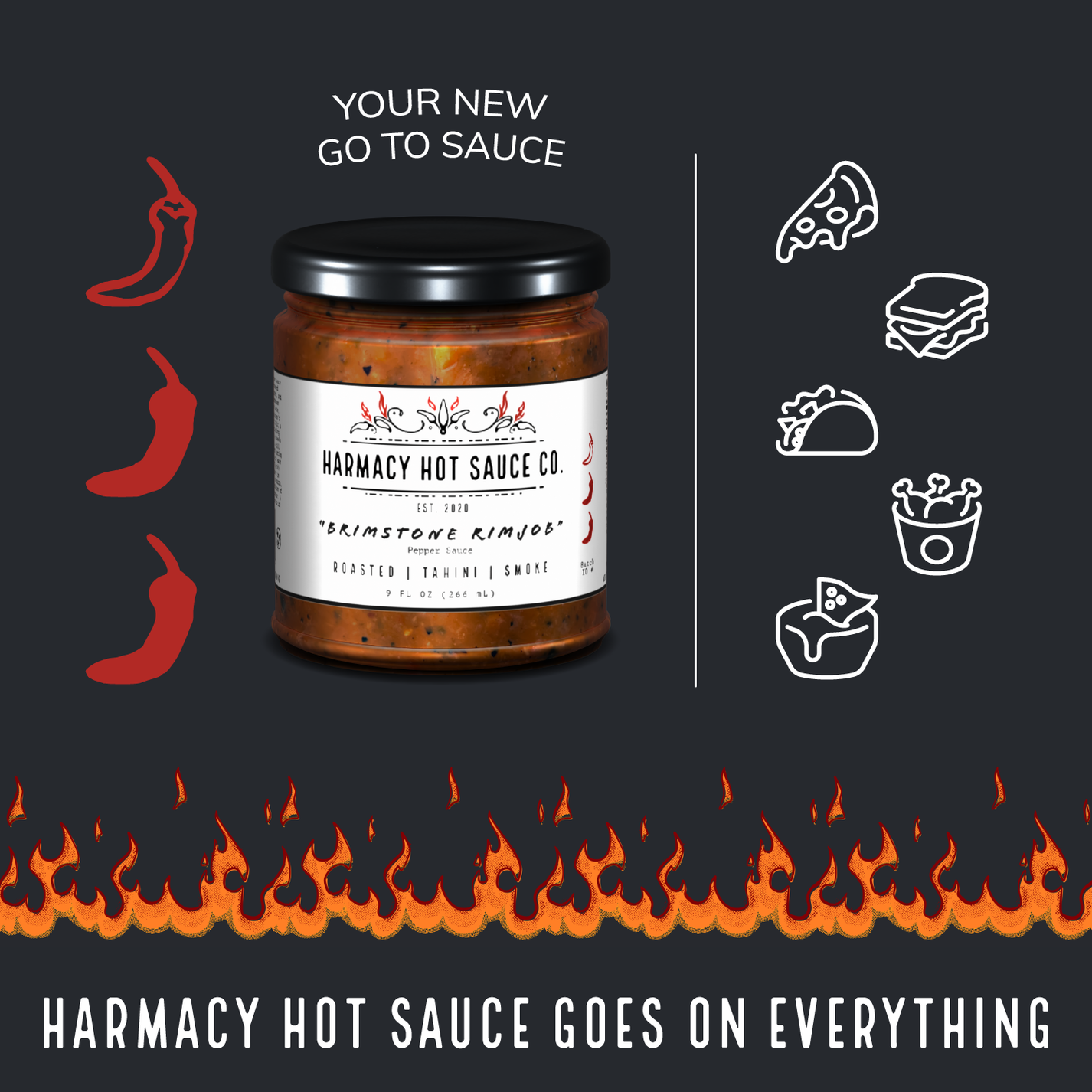 "Brimstone Rimjob" Tahini & Roasted Red Pepper Sauce (9oz) Harmacy