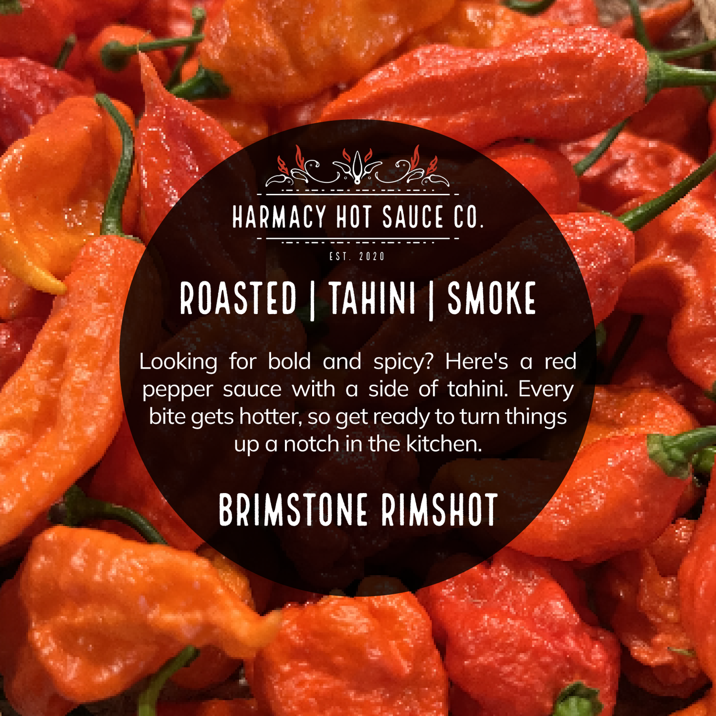 "Brimstone Rimshot" Super-Hot Tahini & Roasted Red Pepper Sauce (9oz)