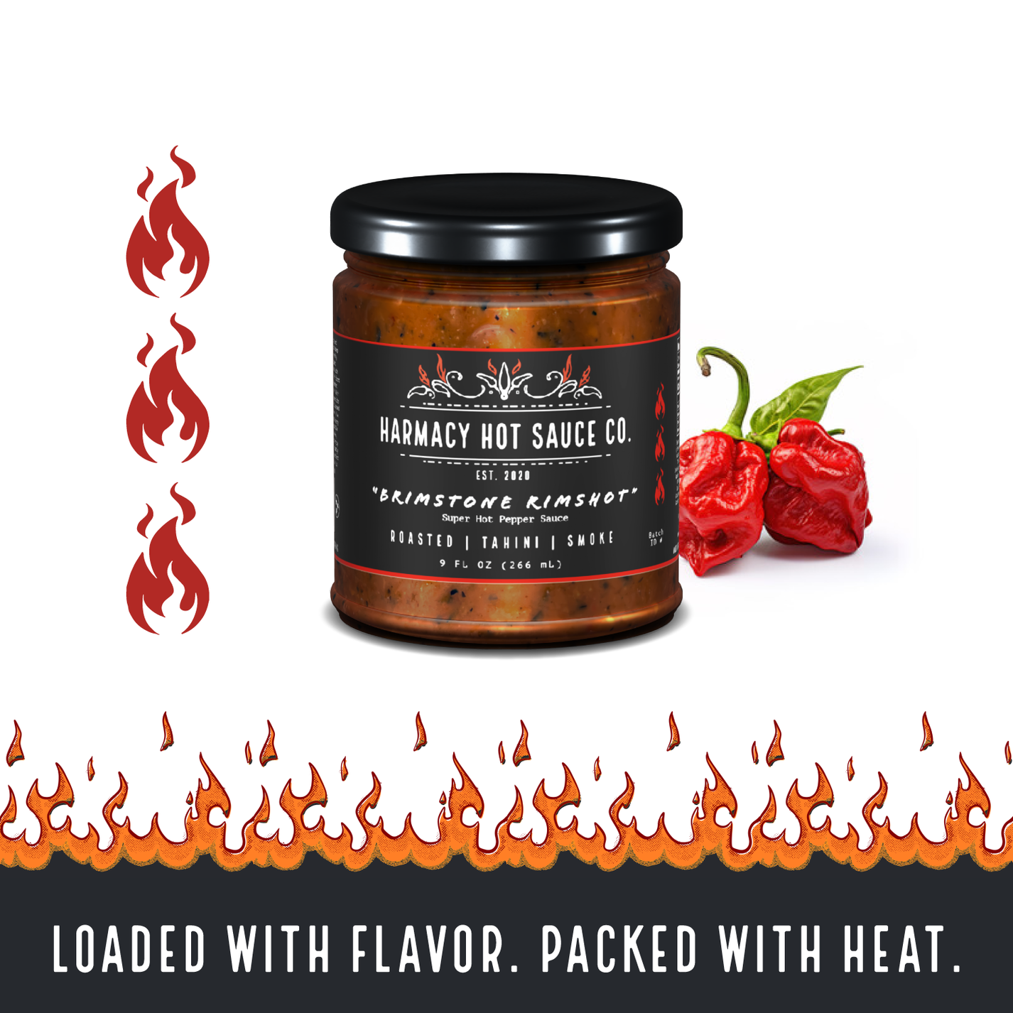 "Brimstone Rimshot" SuperHot Tahini & Roasted Red Pepper Sauce (9oz