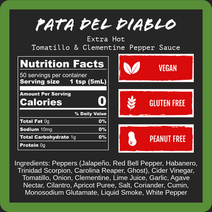 Pata del Diablo - Extra Hot Tomatillo & Clementine Pepper Sauce (9oz)